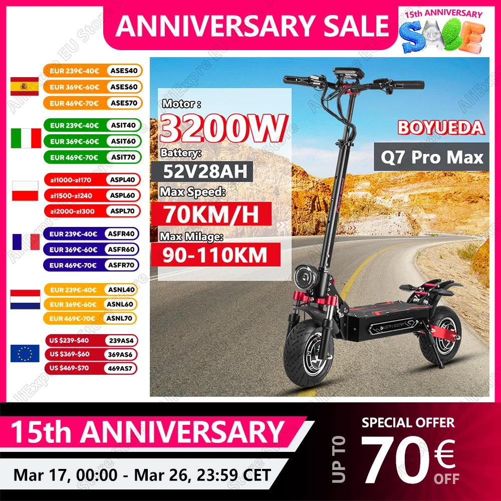 Hulajnoga elektryczna BOYUEDA Q7Pro Max z EU za $681.46 / ~2673zł