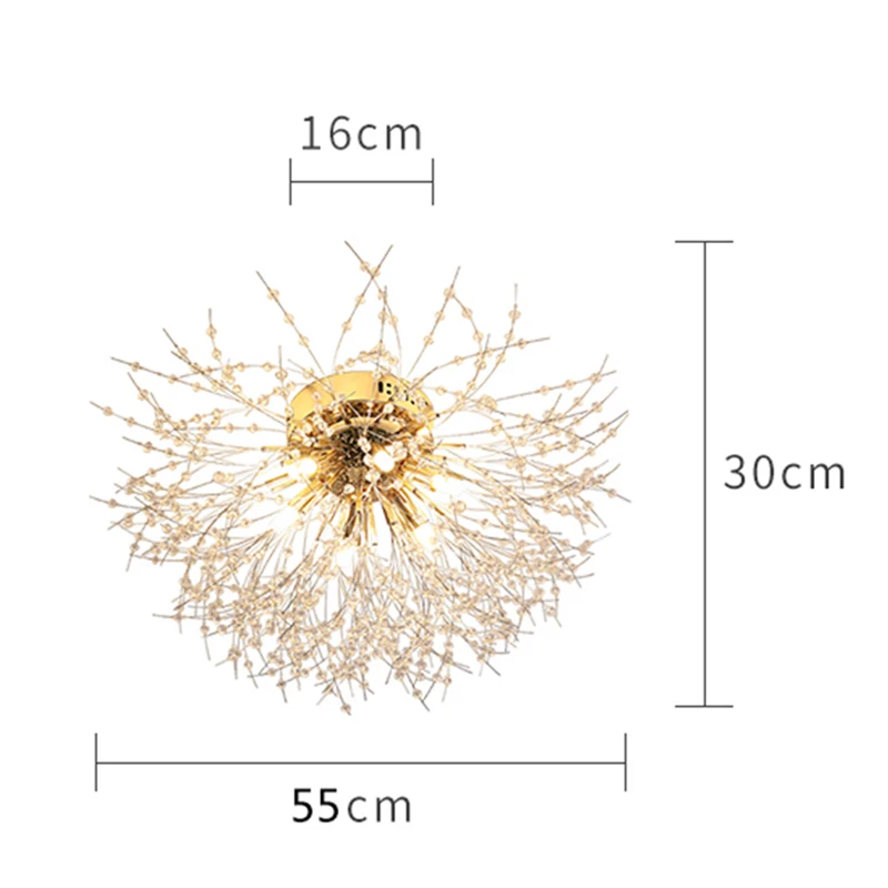 Dandelion crystal chandelier Minimalist Creative Wrought Iron pendant lamp Live Room Bedroom Dining Led Indoor Lighting Fixtures beaded chandelier Chandeliers