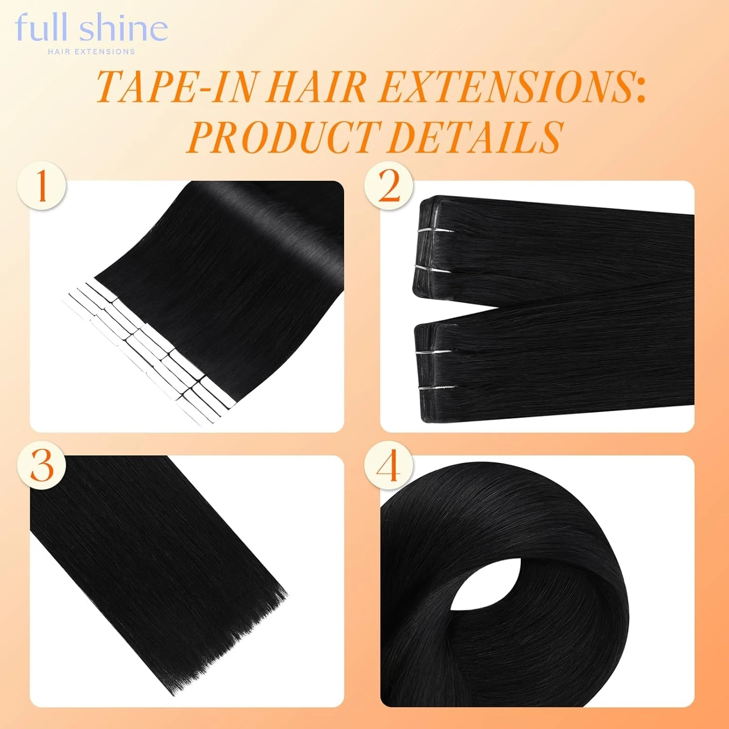 풀샤인 인비저블 인젝션 테이프 인 헤어 익스텐션 인모 심리스 인젝티드 머신 레미 양면 테이프 인 익스텐션