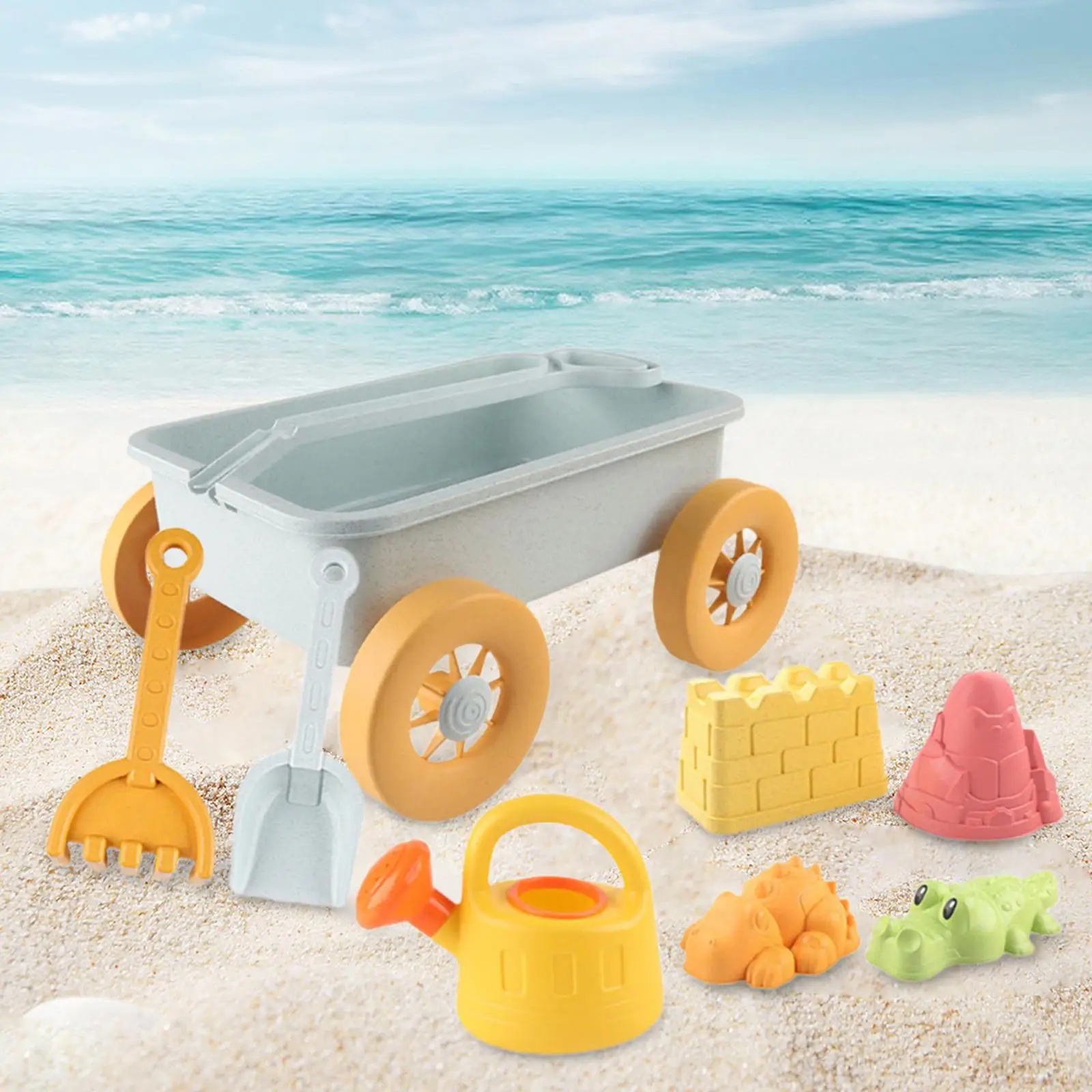 8Pcs Kids Beach Sand Toys Outdoor Beach Playset Activities Sand Castle Toys for Birthday Travel Party Boys and Girls Outdoor
