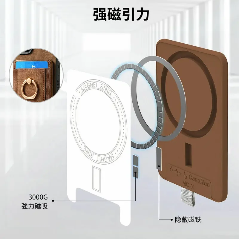 Premium Magnetic Leather Detachable Card Wallet Case - Elegant Protective Back Cover