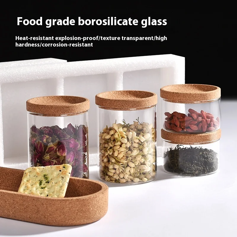 Kitchen Seasoning Box Household with Spoon Seasoning Jar Combination Transparent Food Grade Glass Jar