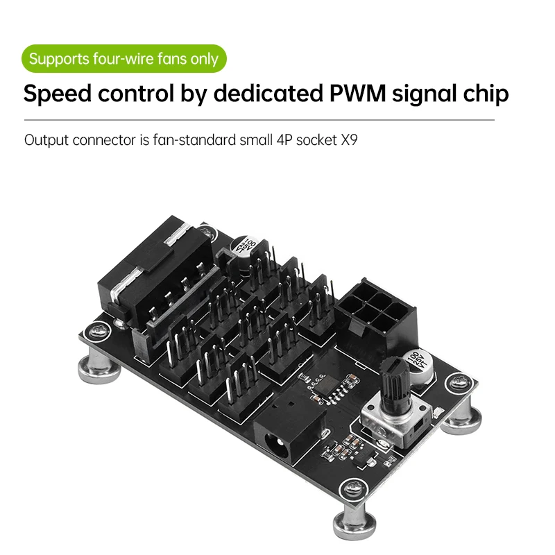 Computer Chassis PWM Violent Fan Speed Controller 9-Channel Fan Hub PWM High-Power Violent Controller Governor fan speed controller
