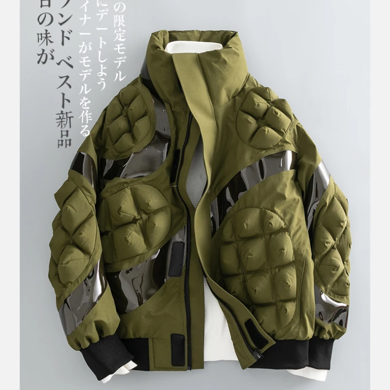 Down Jacket Hooded StandCollar SolidColor Men's Short Thickened Warm Winter High-End Outdoor Protective Clothing Mountaineering