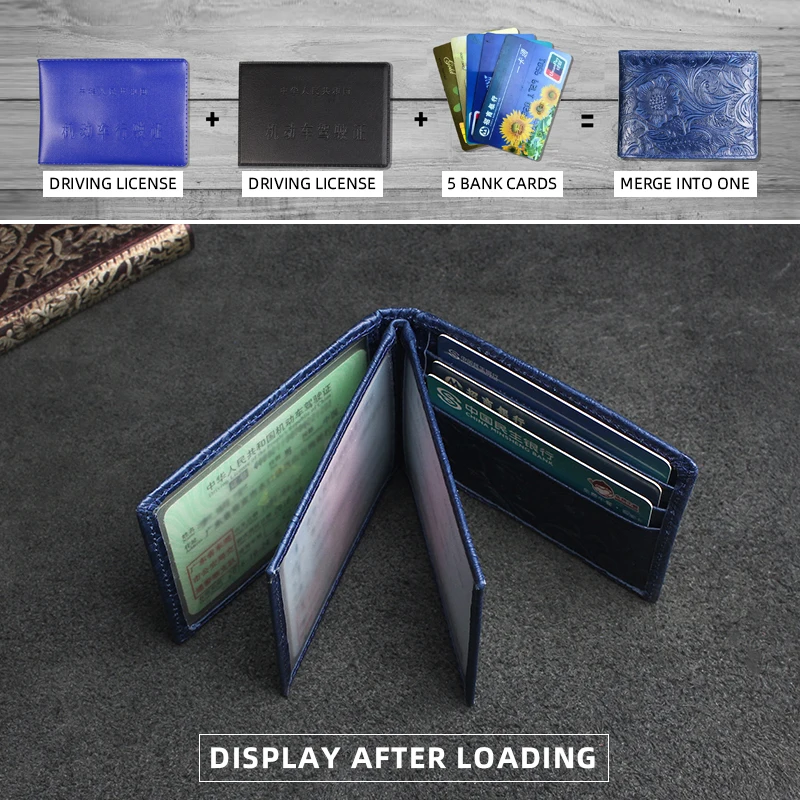 Handmade Genuine Leather Card Wallet Driver License Holder Credit Card Slot Coin Purse Portable Small Wallets Pocket