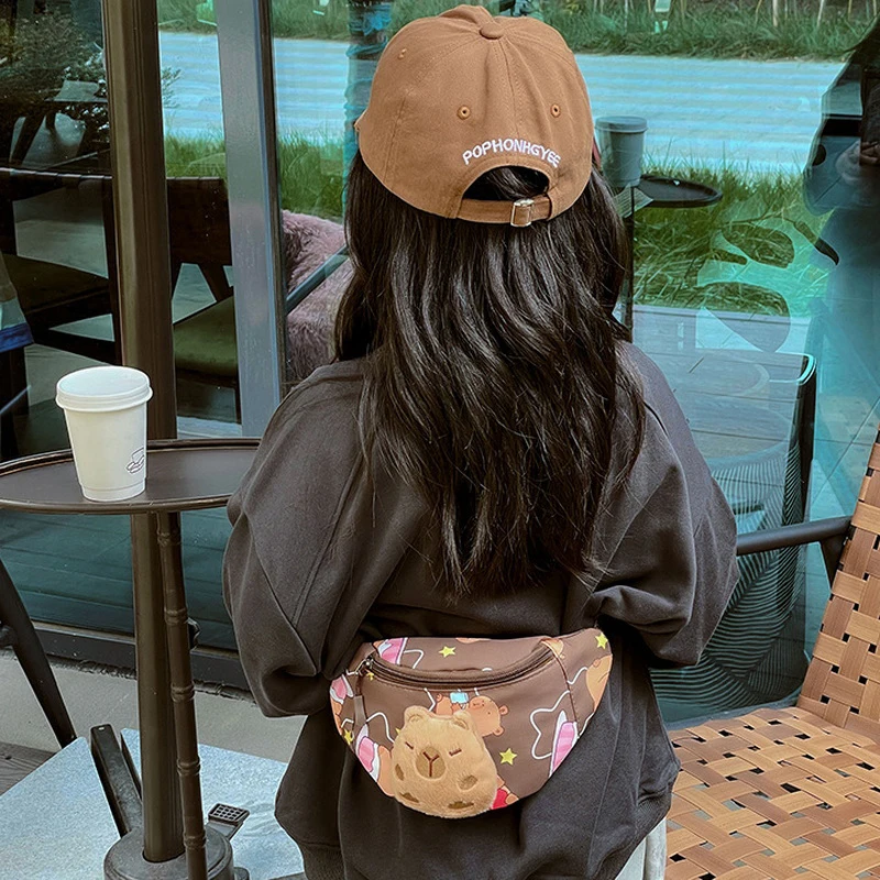 Kawaii Capybara Crossbody Kids Chest Bag Cartoon Cute Backpack Casual Outdoor Travel Wallet Waist Organiser Gift