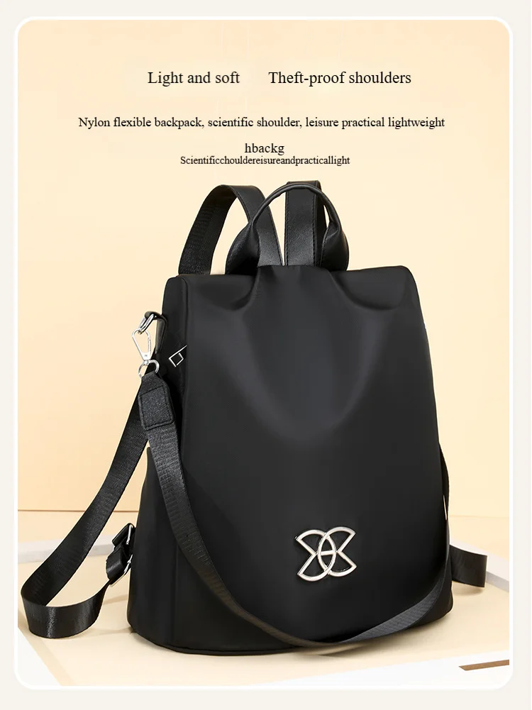 Weiblicher 2024 neuer Trend Oxford-Stoff leichter atmungsaktiver modischer lässiger Damen-Diebstahlschutz-Rucksack_voghion.com