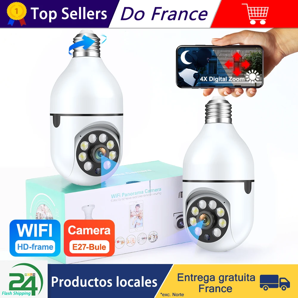 Caméra de surveillance WiFi à ampoule, vision nocturne, document complet AI, suivi humain, n'aime numérique 4X, vidéo, moniteur de sécurité, 1 pièce, 2 pièces, 4 pièces