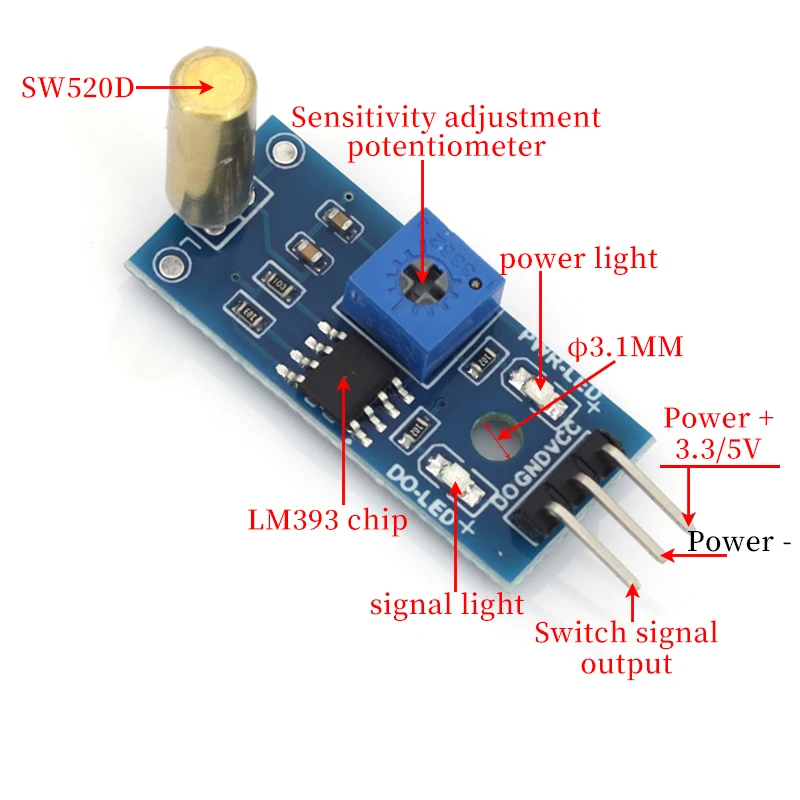 Tilt Sensor Module Switch SW-520D Angle Vibration Microcontroller Electronic Building Blocks Smart Robot For Arduino Diy Kit