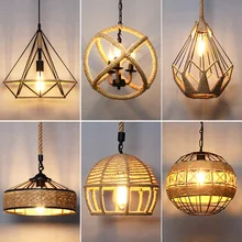 

Modern Barbecue Shop Commercial Personalized Creative Lamps Hemp Chandelier Retro Industrial Style Restaurant Bar Chandeliers