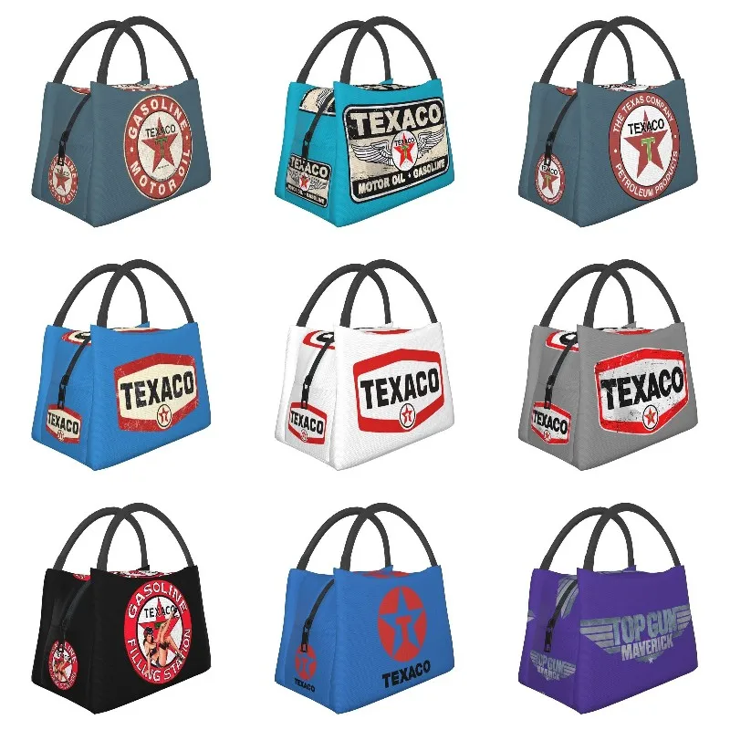 

Vintage Birthday Gift Texaco Insulated Lunch Bags for Women Waterproof Thermal Cooler Bento Box Office Picnic Travel