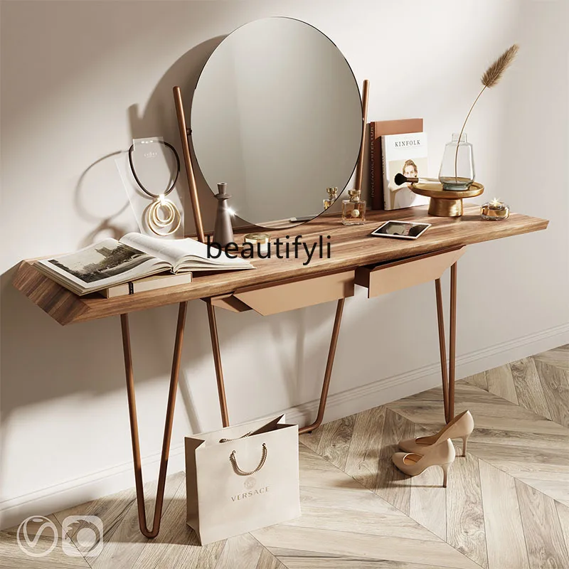 

GY Customized Nordic Dressing Table Minimalist High-Grade Solid Wood Bedroom Makeup Table Small Apartment