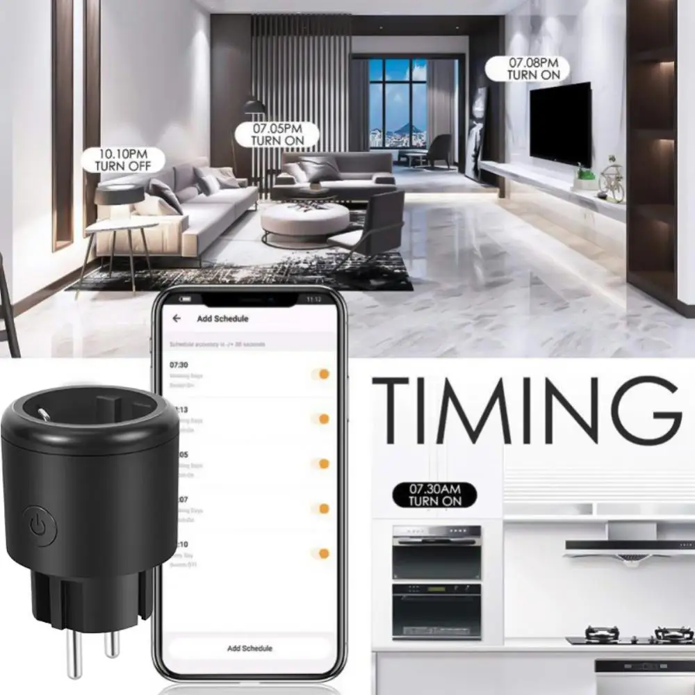 Tuya-WIFI Ʈ EU ÷ , 16A Ʈ Ÿ̸     ÷ Alexa Google Ȩ  Tuya/Smart Life APP