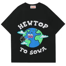 

Oversized T-shirt Funny Foaming Earth Print Cotton O-neck Tops Tee Harajuku Streetwear Casual Hip Hop T Shirt for Men Clothing