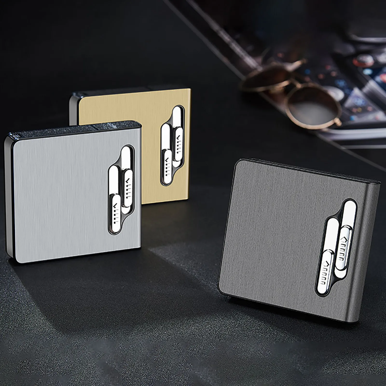 Personalized Cigarette-Case,Rechargeable Dual-Arc Lighter Cigarette-Box,Holds 20-Cigarettes Fashionable Lightweight Practical