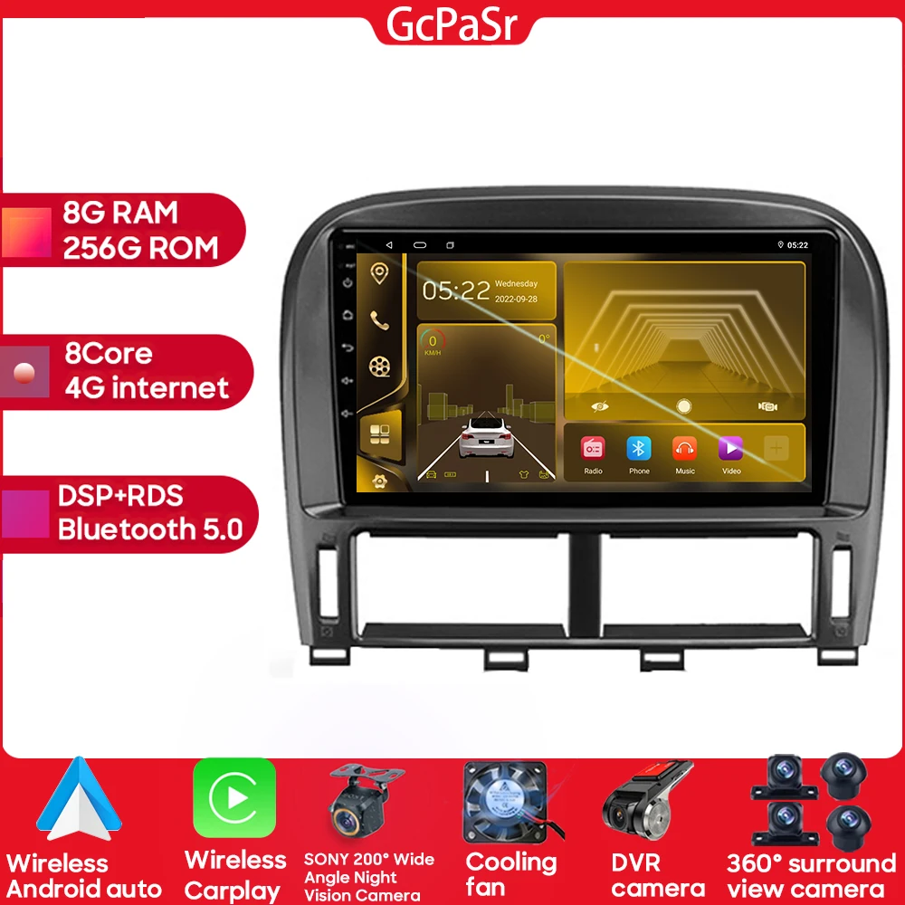

Qualcomm Snapdragon Android 13 Car Multimedia Radio Player For Lexus LS430 XF30 2000 -2006 GPS Navigation Rear camera Bluetooth