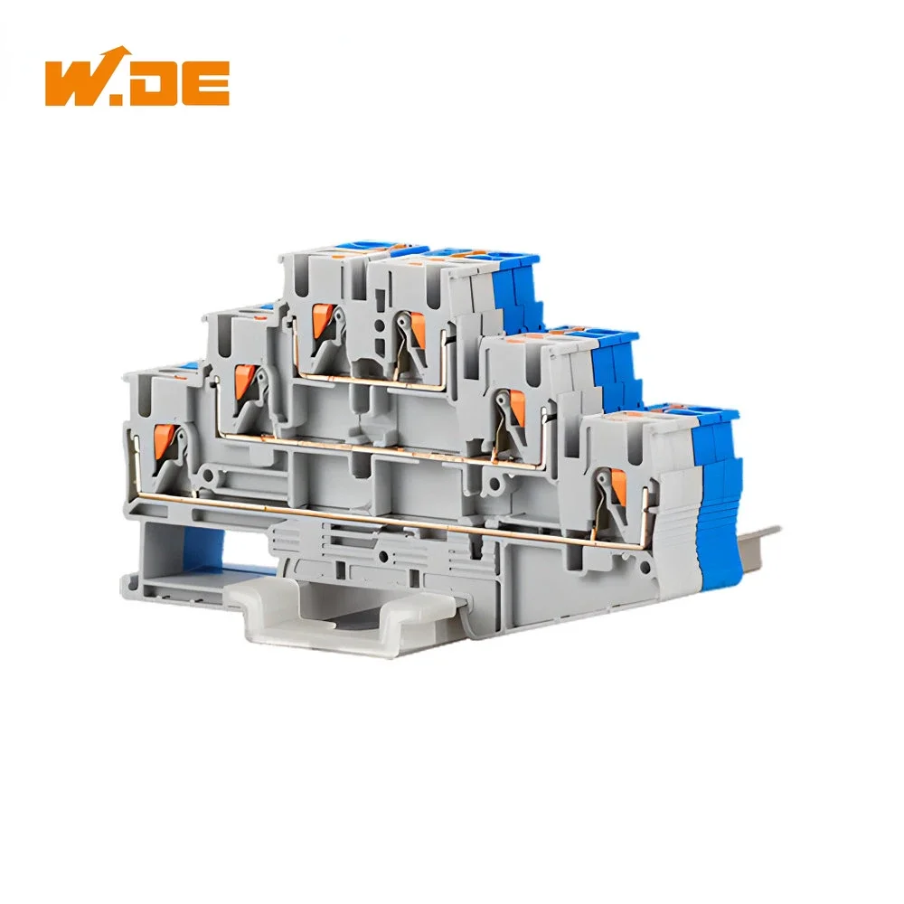 

50pcs PT2.5-3L Din Rail Terminal Block Electrical Connector Triple Layer Spring Wiring Connection Wire Conductor Terminal Block