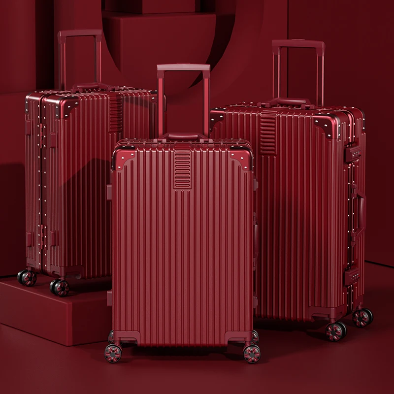 WeddingLuggageBridalSuitcaseRedBoxTrolleyCaseWomensSuitcase