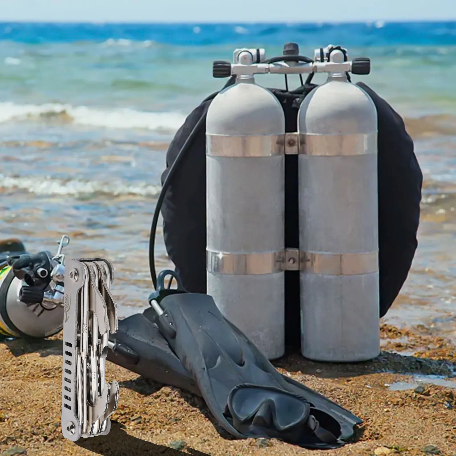 Compact 13-in-1 Repair Tool 13-in-1 Repair Tool Diving Equipment Repair Tool Stainless Steel 13-in-1 For Divers 5