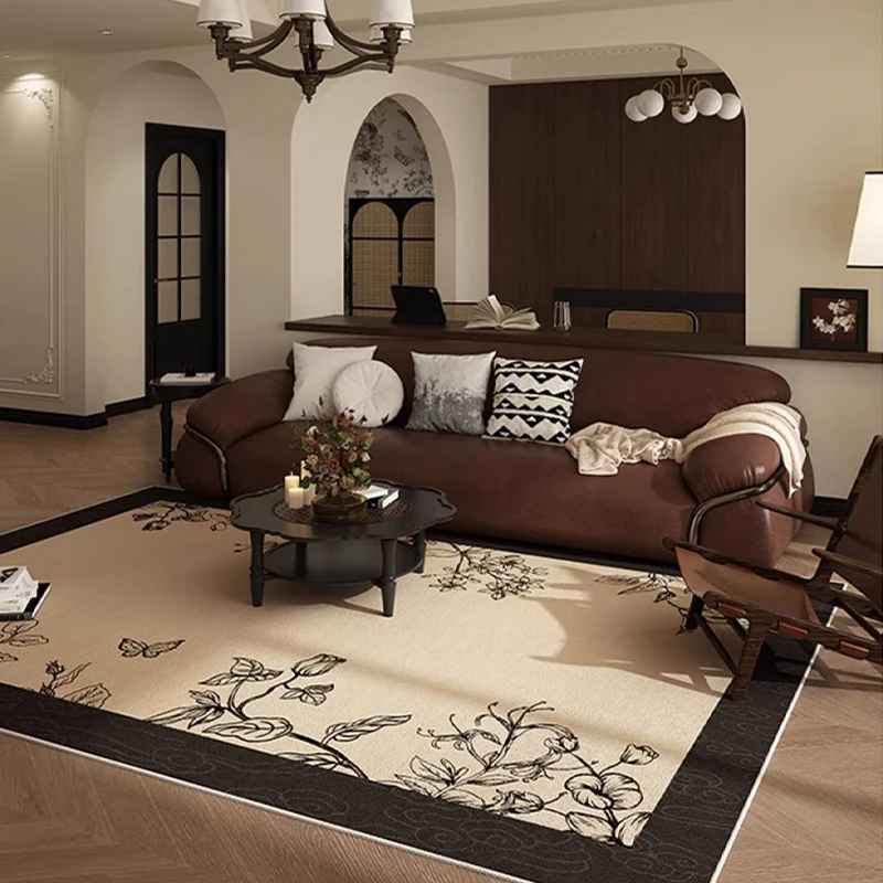 

Living Room Carpet Large Size French Retro Style Home Decoration Rug Sofa Coffee Table Floor Mat Bedroom Carpets Non-slip 거실 카펫