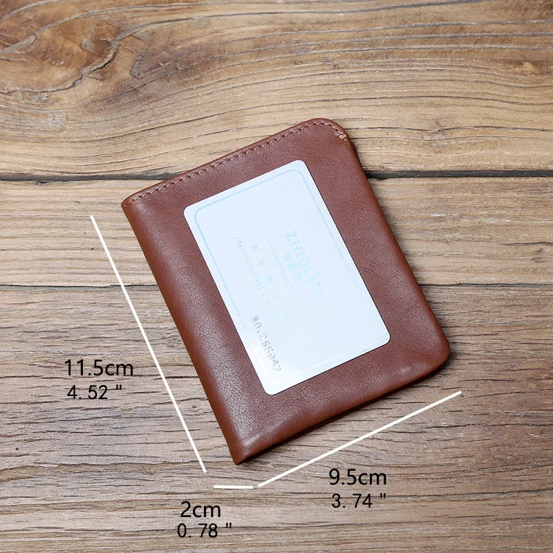 NZPJ Leather Men's Wallet Credit Card Bag Mini Wallet Top Cowhide Coin Wallet Women's Wallet Thin Wallet Vertical Photo Wallet