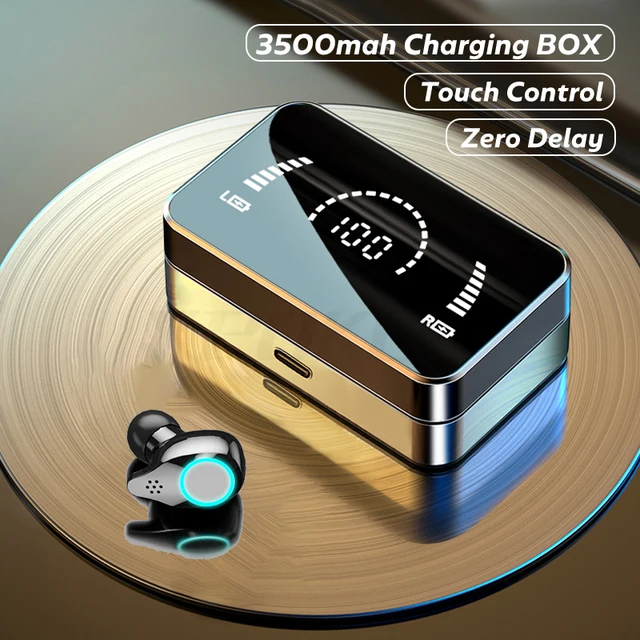 Wireless Earbuds Bluetooth Headphones 3500mAh Charging Box with Flashlight  Noise Cancelling Deep Bass Stereo Wireless Earphone HD Mirror TWS