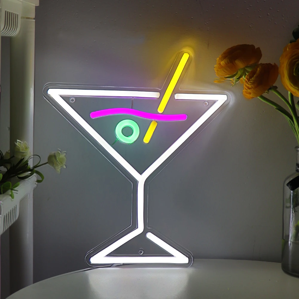 

1PC Cocktails LED Wall Neon Sign Light For Pub Club Room Wall Party Bar New Year Decortation 9.65''* 11.1''