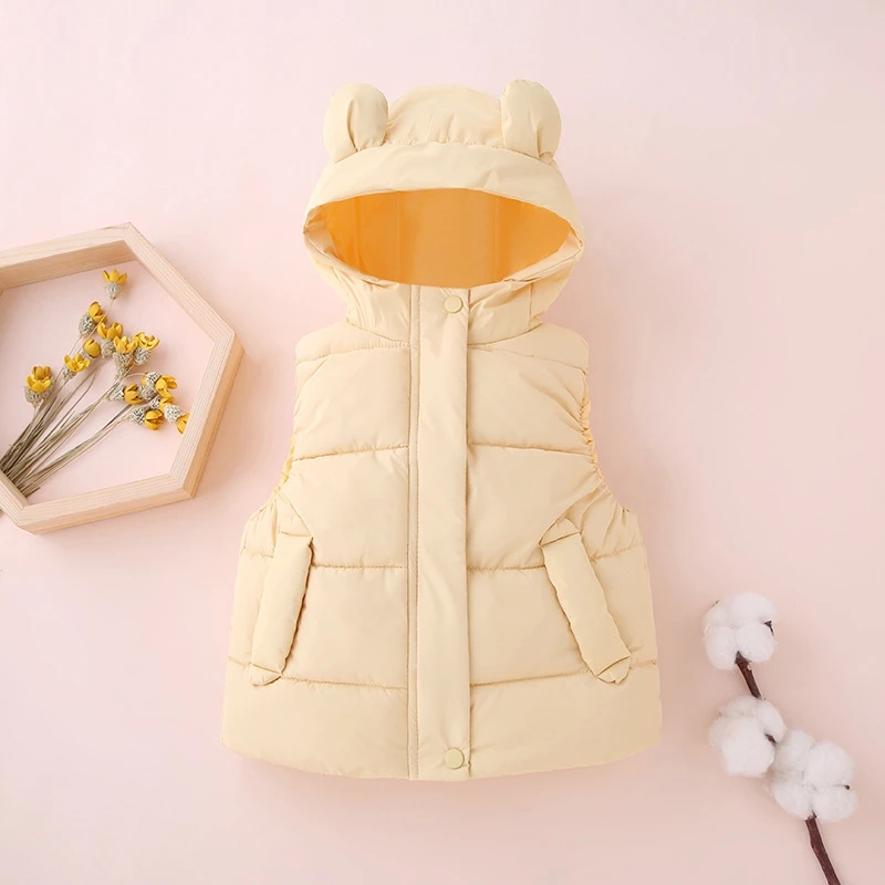 1-7Y Toddler Kids Hooded Waistcoats Cotton Padded Warm Vests