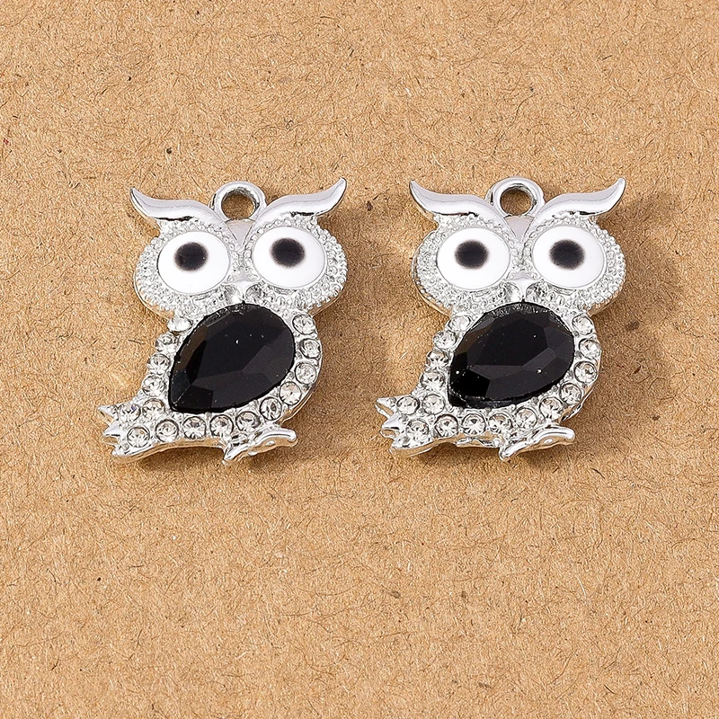 10 Stück niedliche Tier-Charms, Kristall-Eulen-Anhänger für Schmuckherstellung, DIY-Halskette, Ohrringe, Armband, Zubehör, Zubehör – Detail 10