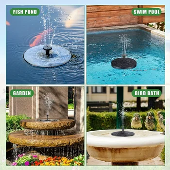 Outdoor Solar Floating Water Fountain For Bird Bath Fish Tank 7V/1W Garden Fountain Submersible Pump Garden Decoration - Image 3