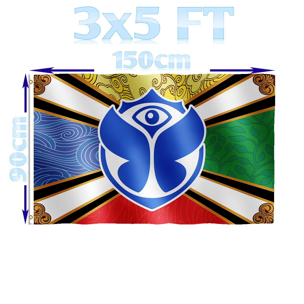 

BENFACTORY Store 3x5 Ft Single Layer 100D Polyester Brass Grommets Blue Tomorrowland Flag