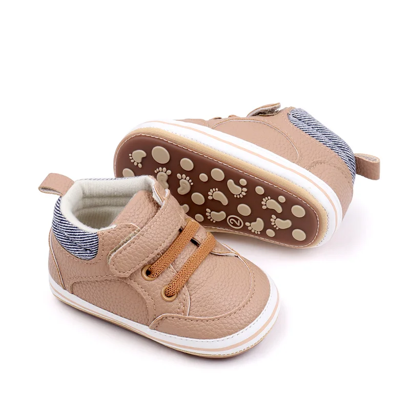 Baby Shoes Boys High Top Casual PU Leather Anti-slip Wear-resistant Newborn Toddler Sports First Walker