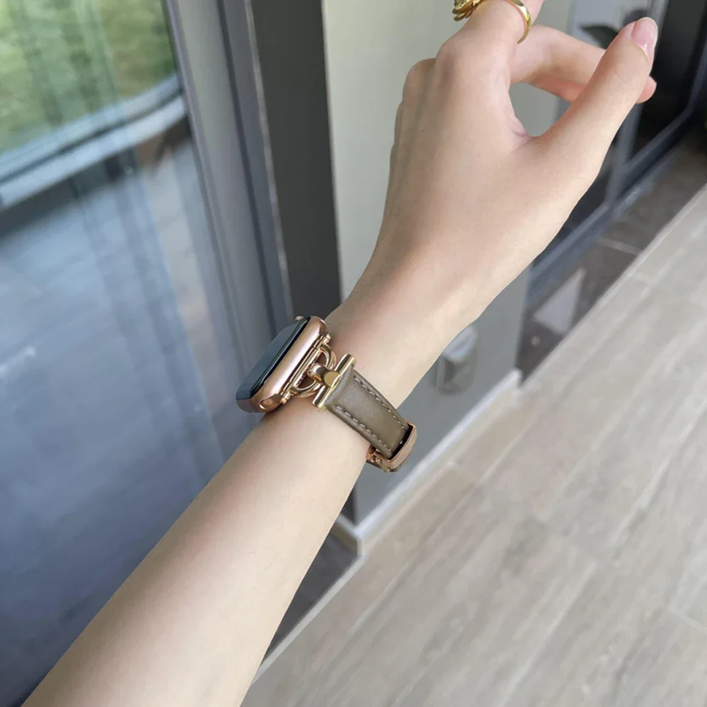 Women Leather Bracelet for Apple Watch Ultra 49mm 10 42mm 46