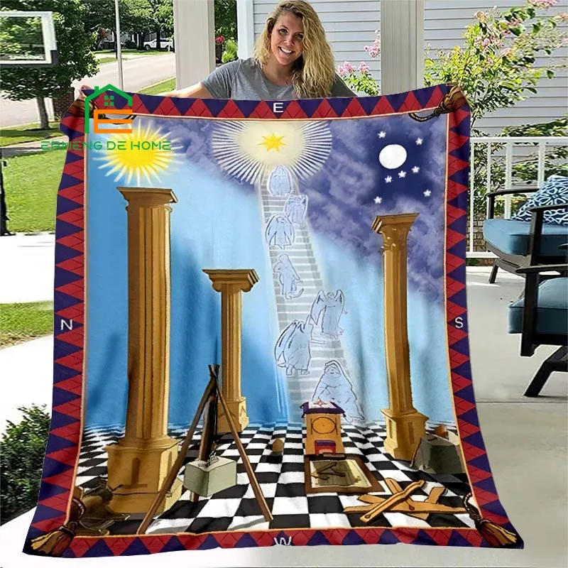 

3D Printing Masonic Soft Throw Blanket Flannel Living Room/Bedroom Warm Blanket for Kids, Adults, Elderly 5 Sizes