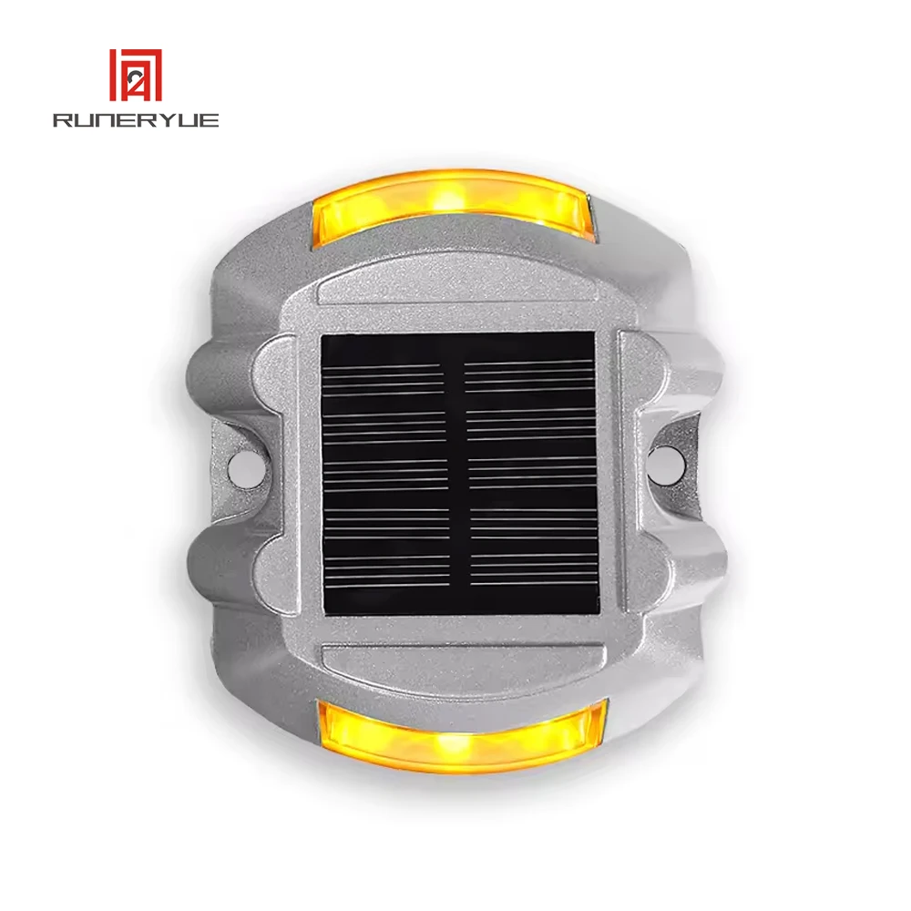 Outdoor IP68 Waterproof 6 LED Solar Powered Road Stud Light Road Reflective Ground Light Warning 801 Type