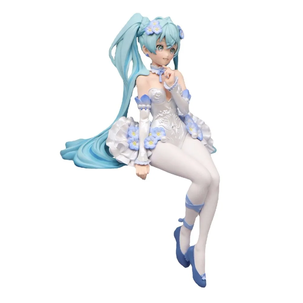 Neue Hatsune Miku Figur Rosa Schmetterlingsfee Weißes Kleid Sitzend mit Nudeln PVC-Modell Spielzeug Kuchendekoration Sammlerstück Geschenke – Detail 5
