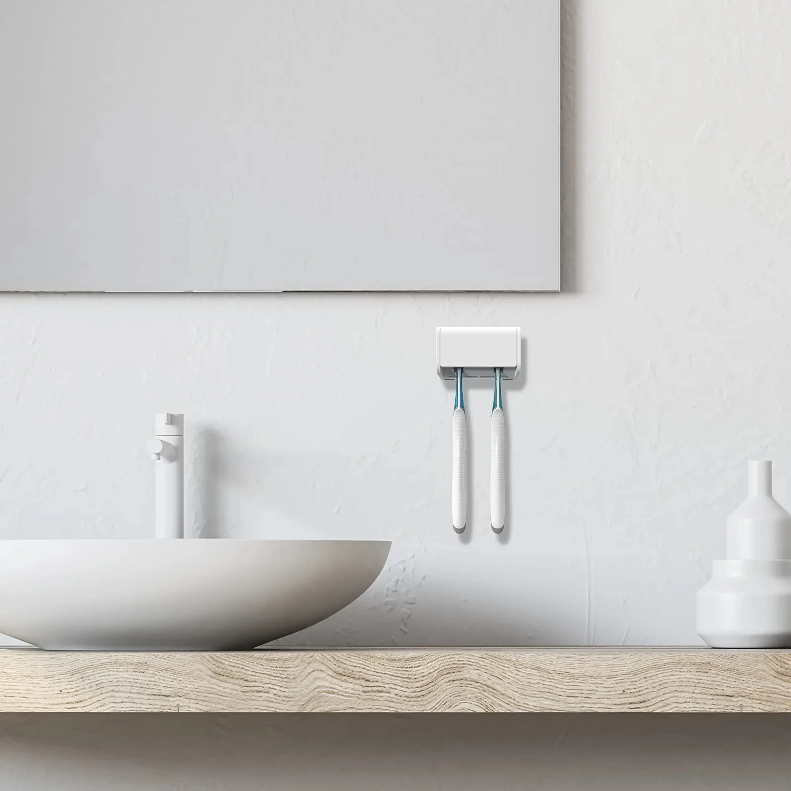 Toothbrush Holder Wall Mounted 2 Slots Bathroom Storage Organizer Shower Self Adhesive Hanger