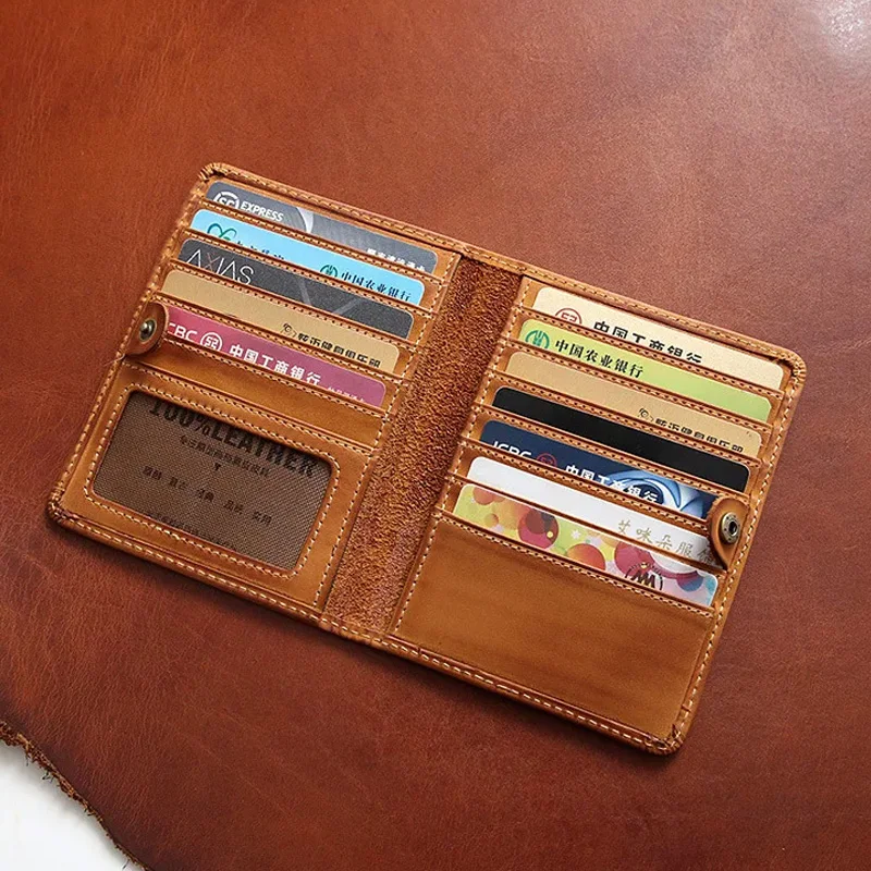 

Genuine Leather Card Holder For Men Male Vintage Short Credit Card ID Case Purse Travel Wallet Driver License Cover Bag