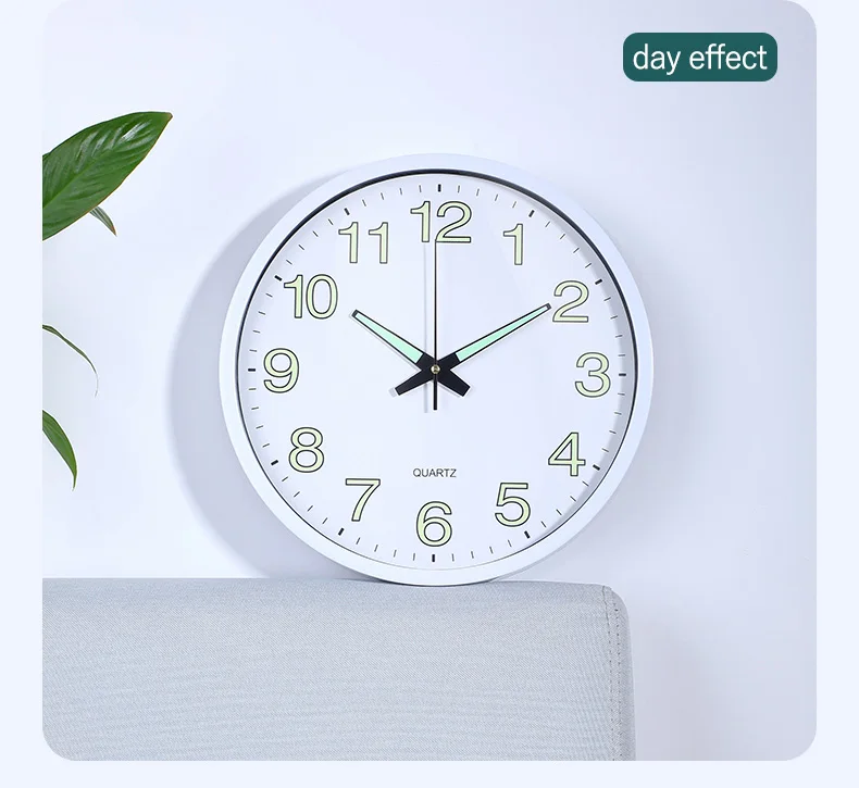 Simple Round Wall Clock Luminous Number Hanging Clocks Fashion Mute Watch Modern Electronic Quiet Dark Glowing For Living Room