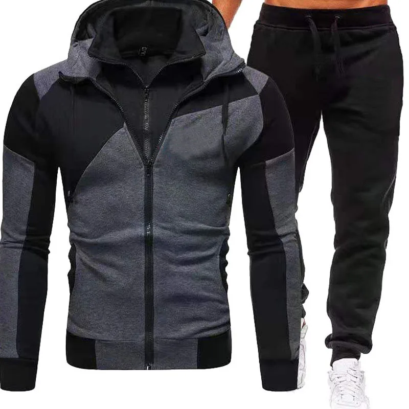 

Мужской спортивный костюм с капюшоном, Повседневная Толстовка с капюшоном и спортивные штаны, комплект из 2 предметов, мужская спортивная куртка, комплект для бега MY737