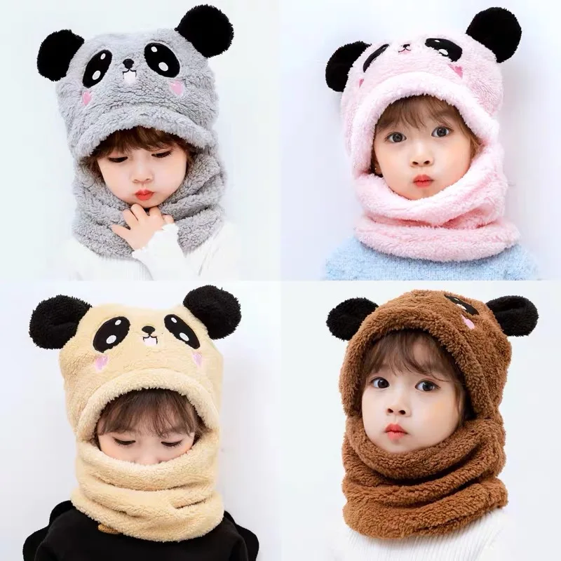 Autumn winter children's hat scarf set of two Cute boys and girls with  thick fluffy hats Baby cute knitting wool jumper cap - AliExpress