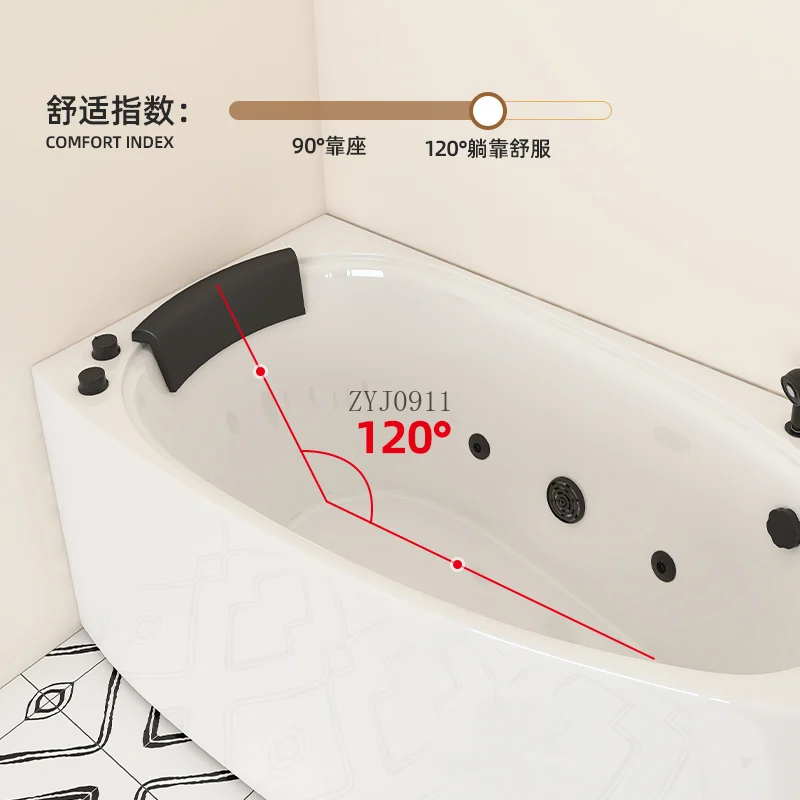 Small Apartment Japanese Bathtub Bathroom Massage Surfing Arc Independent Constant Temperature Bathtub