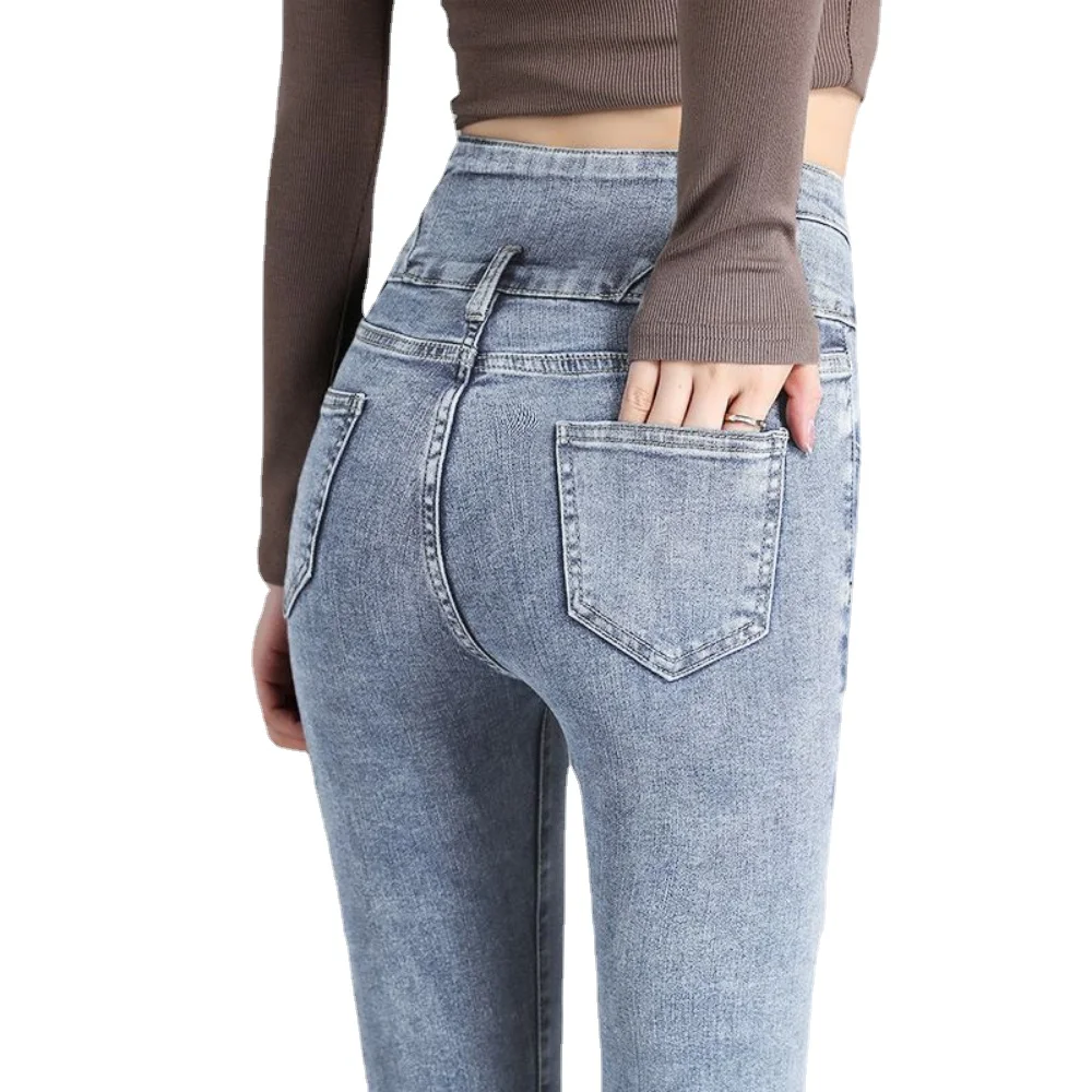 High Waist Stretch Pencil Jeans clothes For Women Spring Fall Vintage Fashion Streetwear Denim Pants Casual Slim Skinny trousers