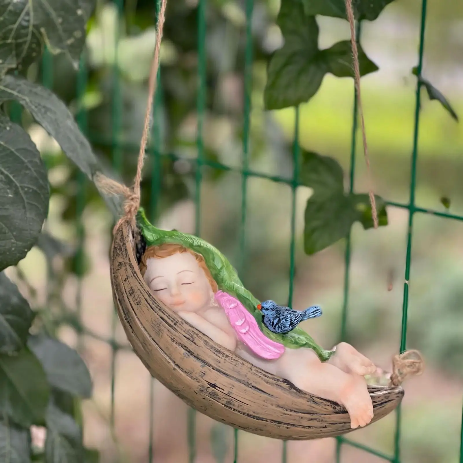 Figure Décor Sculpture Girl Figurine Sleeping Girl Statues, Swing Hammock Figurines for Backyard Holiday Outdoor Patio Gifts