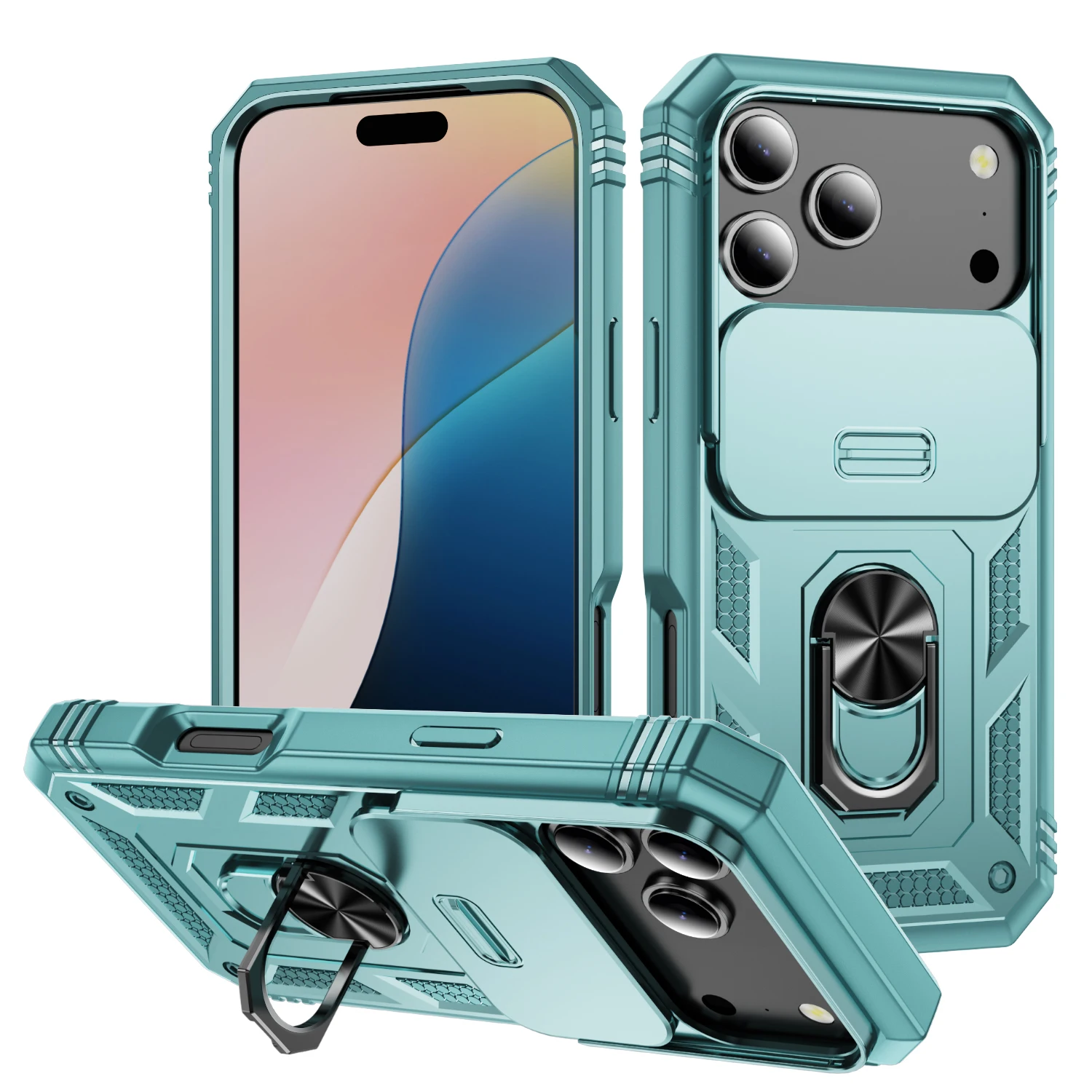 Heavy Duty Phone Case with 360-Degree Kickstand and Camera Protection