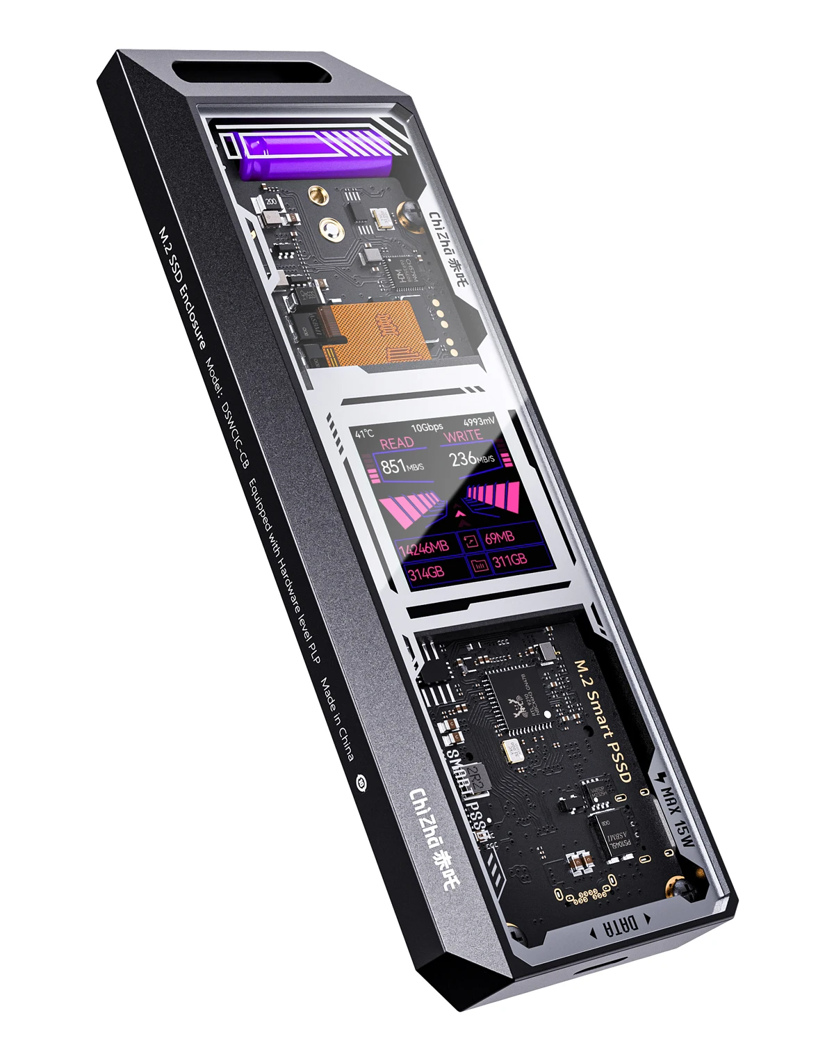 Explorer Edition M.2 NVMe SSD Enclosure,Support 10s PLP Prevents Write Data Loss,USB 3.2 Gen 2 Type-C (10 Gbps)