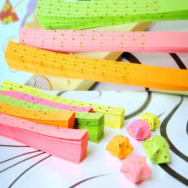 100 Sheets Luminous Origami Stars Paper Strips Lucky Color Star