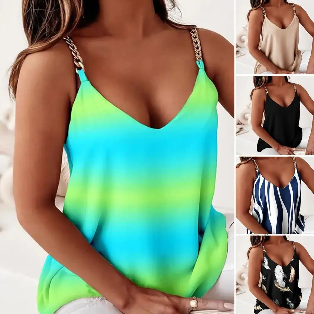 

Comfortable Fashion Sexy Tie-dye Print Loose Camisole Top Skin-touch Summer Vest Elastic for Daily Wear