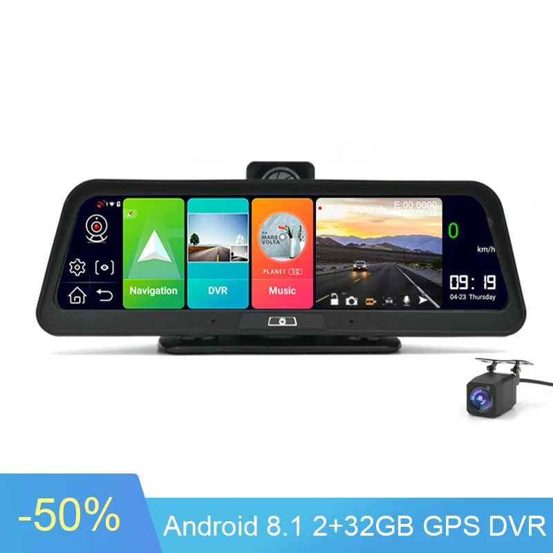 Автомобильный навигатор 4G 10 дюймов GPS-навигация DVR ADAS Android 8 1 видеорегистратор