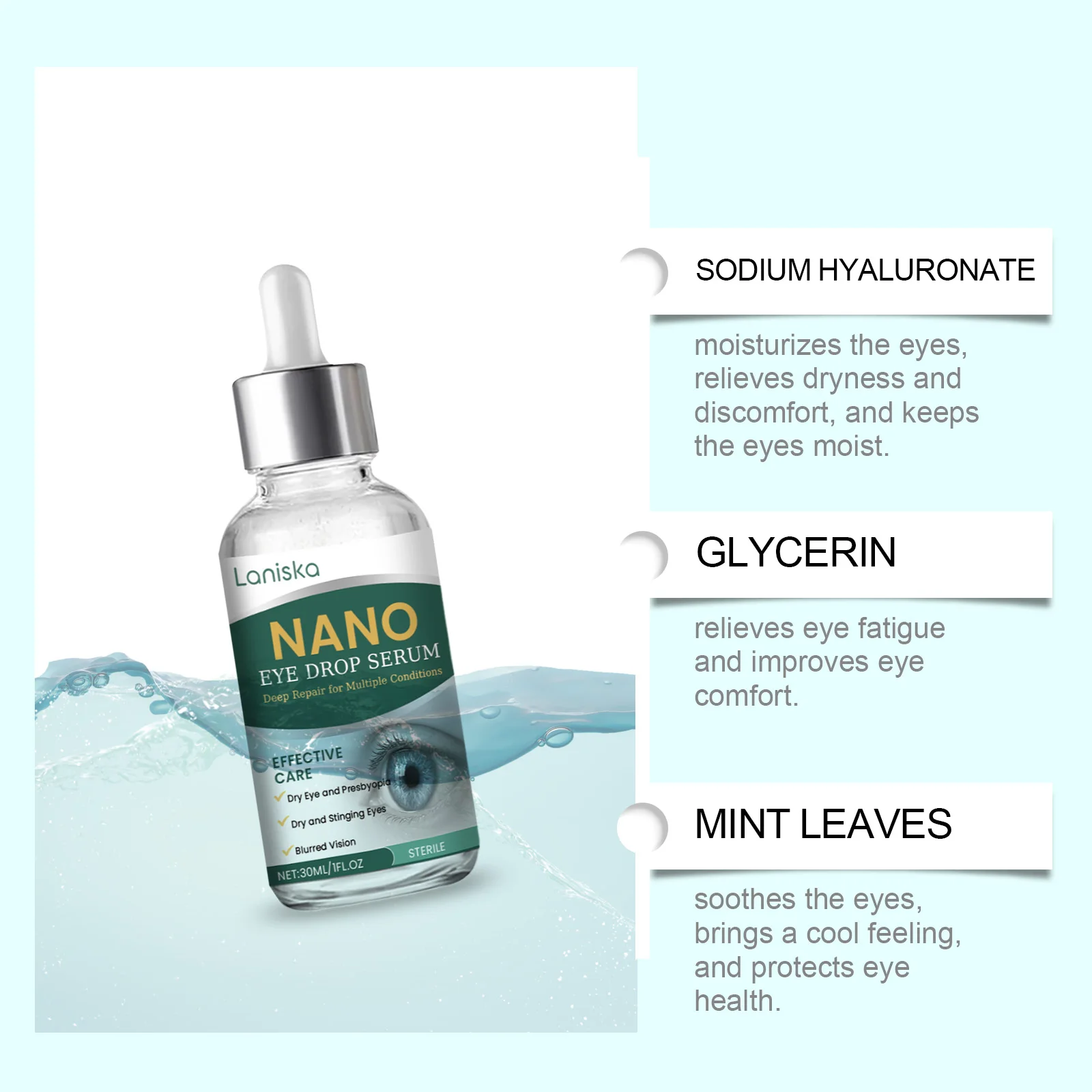 Soothing Eye Drops Relieve Eye Discomfort, Gentle Moisturizing, Relieve Dryness, Refresh Eyes for Daily Eye Care - 2